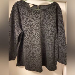 Talbots black cut velvet 3/4 sleeve XL top